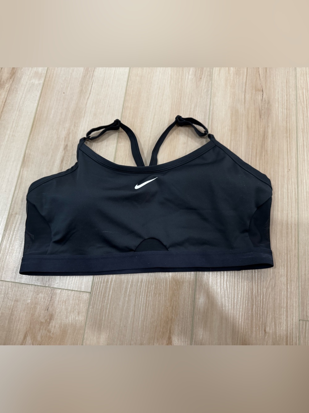 Nike Dri-FIT Black Sports Bra 2XL Medium Support Side Mesh Adjustable Straps